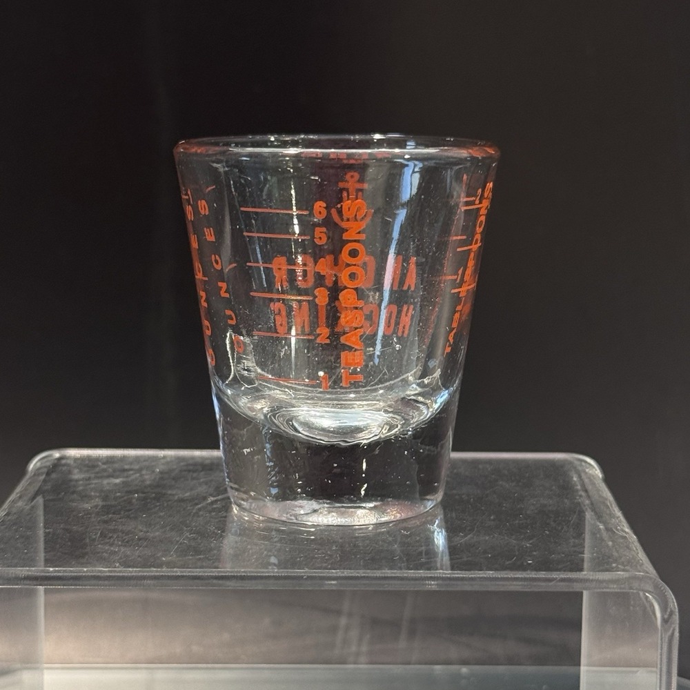 Anchor Hocking Measuring Shot Glass 2oz Red Lettering Kitchen Tool Gadget - Picture 3 of 8